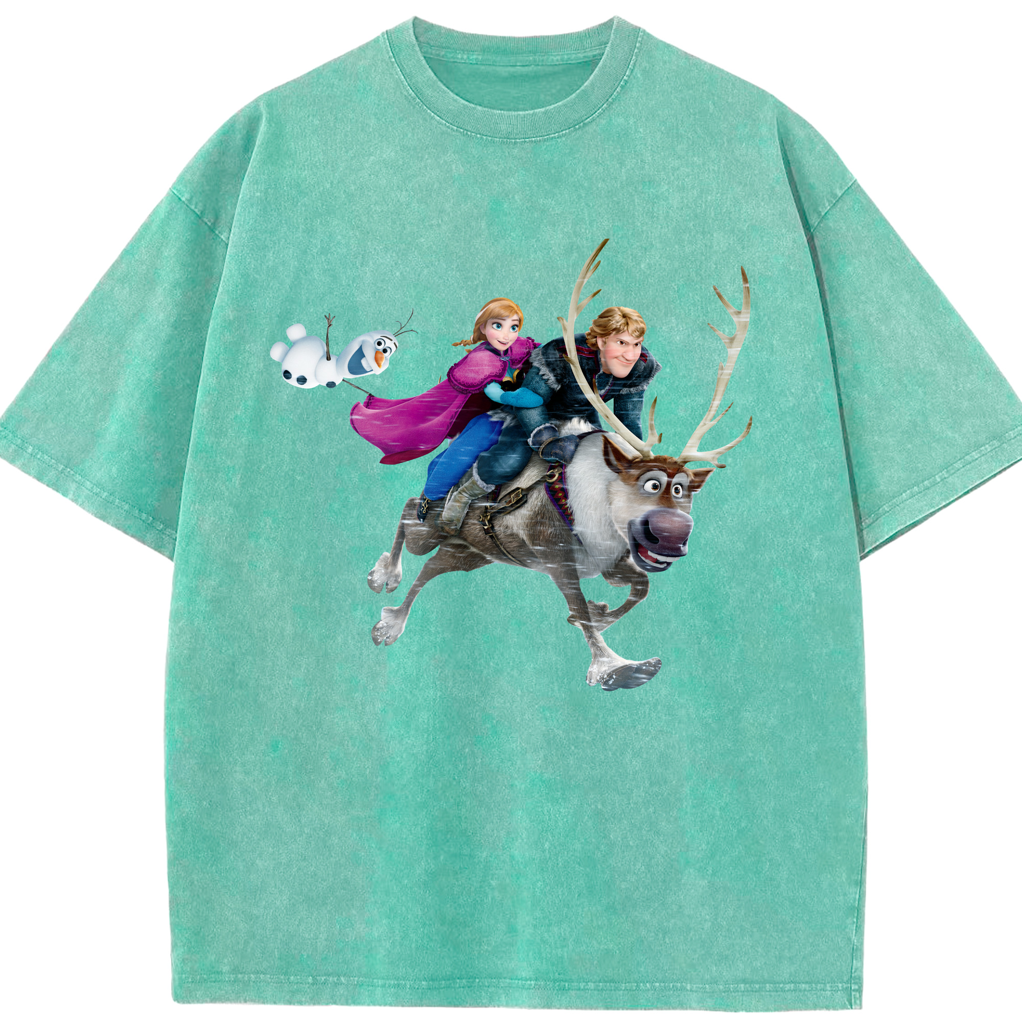 （画像用） アナと雪の女王 アンナ エルサ Frozen Anna Elsa 綿100% ヴィンテージ風 半袖Tシャツ（フロントプリント）